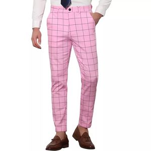 Pantalon de Costume Classique pour Homme, Carreaux Imprimés, Coupe Ajustée, Boutonné sur le Devant, d'Affaires avec Poches - Product Image 6