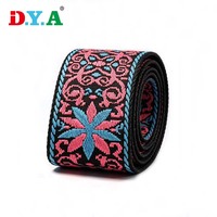 Sangle en polyester jacquard à motifs colorés personnalisés, style ethnique, pour bandoulière de sac, ceinture de vêtements vintage