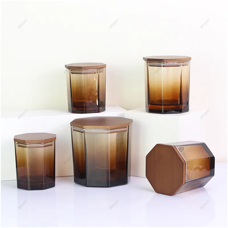 Achthockiges Glas-Kerzenglas elegante Laterne Design für Heimdekoration Premium Halterung und Ständer