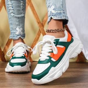 รองเท้าผ้าใบผู้หญิงแบบผูกเชือก พื้นหนา เพิ่มความสูง ระบายอากาศได้ดี พื้นรองเท้า EVA นุ่มสบาย สไตล์ลำลอง - Product Image 2