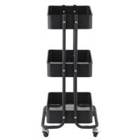 Chariot utilitaire moderne à 3 niveaux en plastique multifonctionnel pour le rangement de la cuisine avec étagère mobile verrouillable