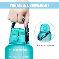 Bouteille d'eau en plastique de 3,8 L à grande capacité avec paille et poignée, sans BPA, qualité alimentaire, idéale pour l'entraînement en extérieur