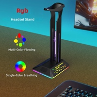 Support de casque lumineux RGB LED pour bureau, support de casque de jeu avec port USB, affichage lumineux coloré pour casque de gamer, cadeau