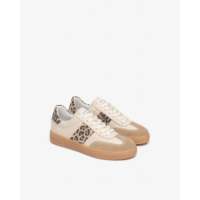 Sneakers en cuir pour femmes Nero Giardini, beige, imprimé léopard, chaussures de marche rembourrées