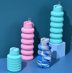Gobelet à paille en silicone 500 ml, léger, anti-fuite, bouteille d'eau pliable en silicone pour les voyages, la randonnée, le camping - Product Image 3