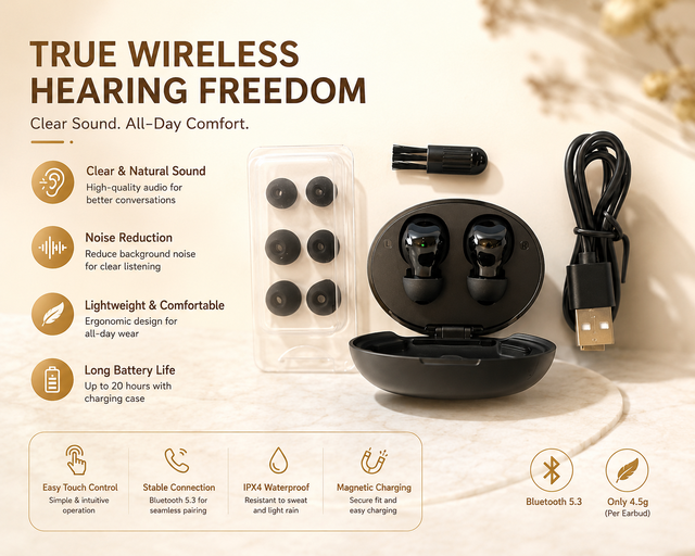 Premium Rechargeable Hearing Aids with Intelligent Noise Reduction for Seniors Daily Use