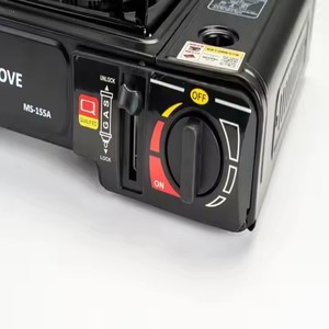 Réchaud à gaz butane pliable portable à brûleur unique avec dispositif de sécurité de flamme en acier inoxydable Noir pour le camping en plein air Grill <span class=keywords><strong>BBQ</strong></span> - Product Image 3