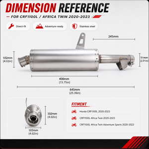 Pot d'échappement de course pour moto, silencieux à enfiler pour <span class=keywords><strong>Honda</strong></span> CRF1100L Africa Twin <span class=keywords><strong>ADV</strong></span> 2020-2023, en acier inoxydable et fibre de carbone véritable - Product Image 2