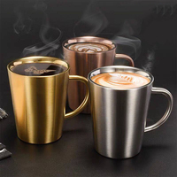 Couleur or Bière Lait Voyage Tasse Double Paroi Eau Potable Café Thé Tasse En Acier Inoxydable Poignée Tasse À Vide