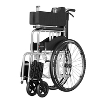Fauteuil roulant pliant portable en acier carbone avec commode et table, coussin de siège Oxford, roues arrière solides de 24 pouces et frein à main - Grande Vente