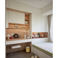 Lemari Pakaian Ramah Lingkungan dengan Meja Samping Tempat Tidur dan Kabinet Meja Komputer, Cocok untuk Perabot Kamar Tidur, Hemat Ruang