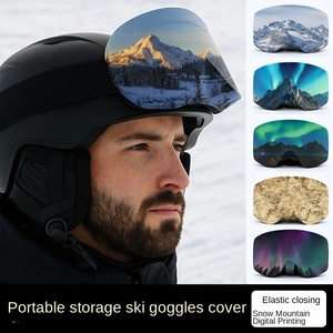 Housse de protection pour lunettes de ski avec impression de montagne enneigée, lentille anti-rayures, anti-poussière, rangement portable, rigide - Product Image 1