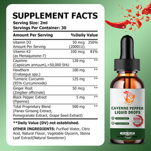 Premium Cayenne Pepper <b>Liquid</b> Drops Heart Health Circulation Metabolism Vitality Bone Antioxidant Support - Product Image 2