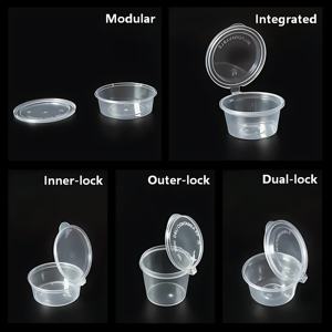 Conteneurs jetables en plastique pour sauce à salade à emporter de Xiamen avec couvercle à charnière 1 oz 1,5 oz 2 oz 4 oz Gobelets en plastique pour sauce Collations - Product Image 3