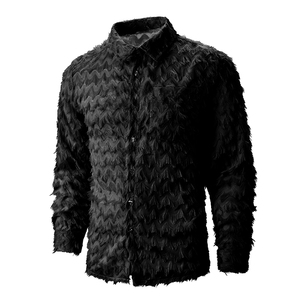 Camisa <span class=keywords><strong>de</strong></span> manga larga con flujo <span class=keywords><strong>de</strong></span> plumas a la moda para hombre para otoño para fiesta, Club, <span class=keywords><strong>Carnaval</strong></span>, disfraz <span class=keywords><strong>de</strong></span> escenario para <span class=keywords><strong>adolescentes</strong></span> - Product Image 2