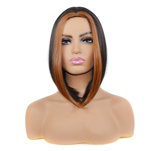 Perruque Synthétique en Fibre de Haute Qualité, Vente en Gros, Meilleur Fournisseur de Perruques Noires avec Mèches <span class=keywords><strong>Blondes</strong></span>, pour Femmes Noires - Product Image 2