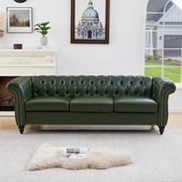 3-Sitzer Chesterfield Ledersofa mit Diamant-Knopfheftung, Abgerundeten Armlehnen, Silbernen Ziernägeln, Braunes Sofa für Wohnzimmer