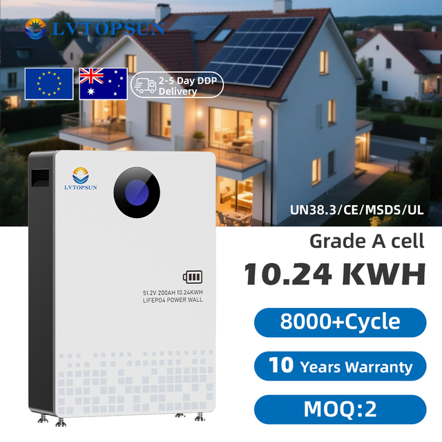 LVTOPSUN 51.2V 200Ah 10.24kWh LiFePO4 Home Storage Energy Grade a Cell Lithium Ion Battery | Tier-1 BESS Manufacturer Since 2016
