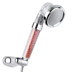 High pressure shower head with 3 setting, water saving and stone filter beads handheld shower for dry hair and skin spa