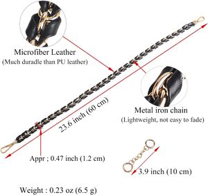 BEAULEGAN <b>Purse</b> Chain Handles Short Strap Microfiber Leather Replacement For Handbag Or Shoulder Bag Set Of Inch Long Gunmetal - Product Image 3