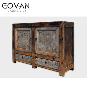 Wabi Sabi Mueble interior de madera maciza antigua de dos puertas, mueble lateral de madera envejecida de calidad para sala de estar y Bar en casa - Product Image 1