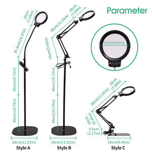 <span class=keywords><strong>Lampe</strong></span> de table à LED 10 X avec 3 modes de couleur, intensité réglable, loupe de sol réglable en hauteur avec pince, support lumineux pour travaux manuels et réparations - Product Image 4