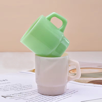 Tasse à café en verre coloré personnalisé BST 230 ml, empilable, créative, en jade de lait, avec poignée, pour la maison