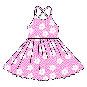 أحدث فساتين البنات لربيع 2026، ملابس جميلة بتصميم مخصص بدون أكمام وظهر متقاطع بطول الركبة - Product Image 2