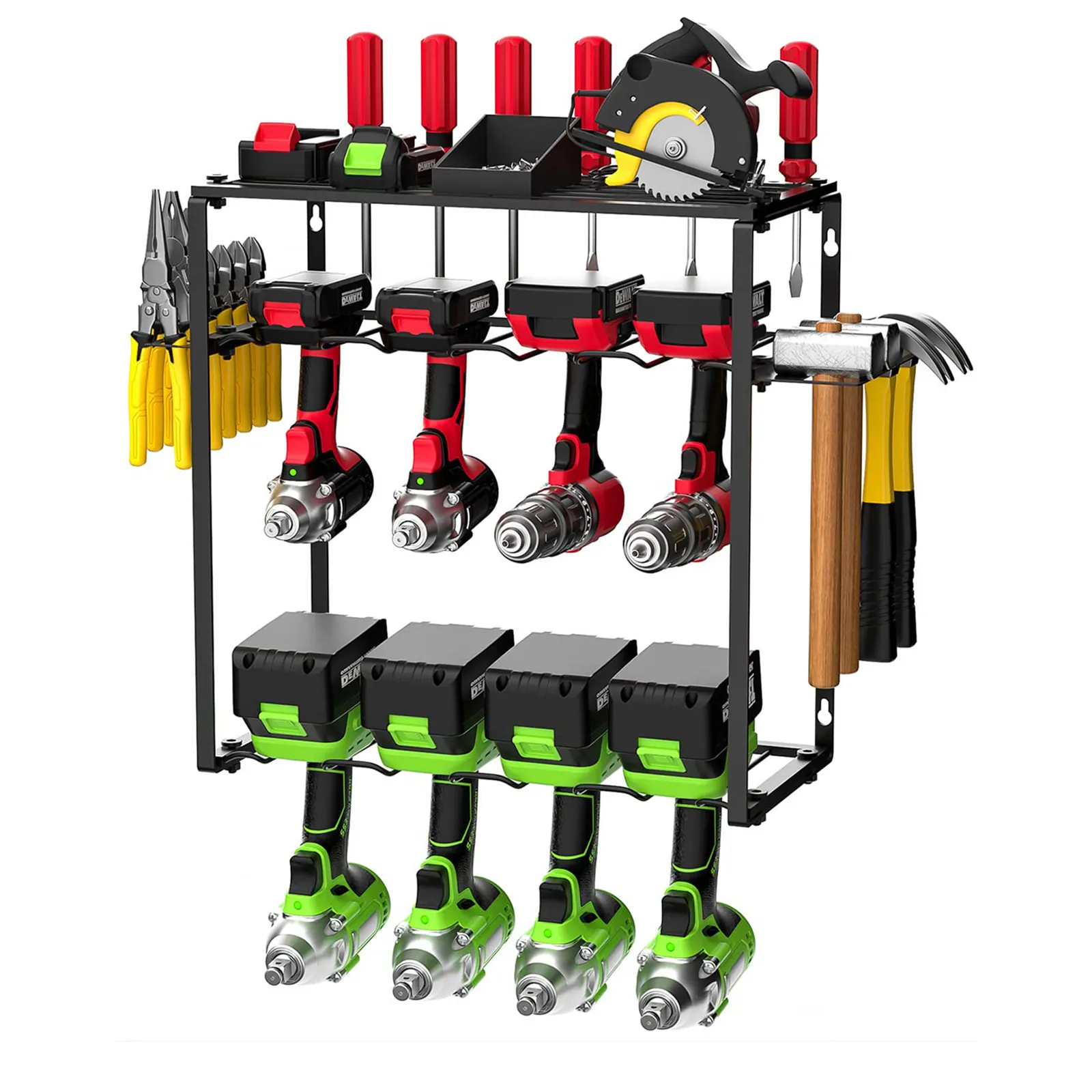 전동 공구 주최자, 4 레이어 헤비 듀티 드릴 홀더 벽 마운트, 금속 도구 행거 유틸리티 스토리지 선반