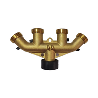 Distributeur d'eau en laiton à quatre voies pour l'irrigation agricole, connecteur de tuyau d'eau extérieur, commutateur quatre entrées et quatre sorties