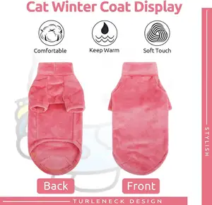강아지 고양이를 위한 스핑크스 고양이 원피스 애완 동물 옷, 추운 날씨를 위한 애완 동물 웜 및 점프 슈트 의류, 핑크 XL