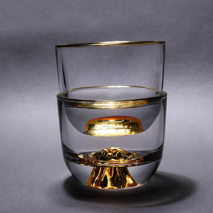 Tasse unique de luxe Golden Mountain faite à la main 110ml tasses de dégustation de thé japonais en verre de cristal transparent de haute qualité - Product Image 3