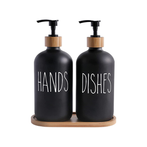 Bouteille de savon liquide pour les mains, distributeur de savon pour les mains, bouteille en verre de 16 oz, transparente, blanche, noire, ambrée, en bambou - Product Image 3