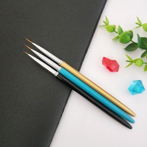 Lot de 3 pinceaux liner à manche métallique pour nail art, marque privée, pour dessin de lignes fines et peinture, poils en nylon, pour salon de manucure - Product Image 1