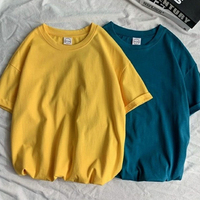 Zomer T-shirt Mannen Casual Top Mannen Koreaanse Stijl Ins Effen Kleur Korte Mouw Grote Maat Fat Kleding Losse trendy Tshirt