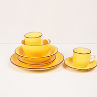 Set de vaisselle en céramique Happy HandBrushing pour le dîner Vibrant peint à la main motif en spirale assiettes en céramique bols tasse