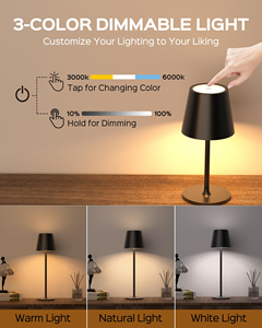 Modern Nordic <b>LED</b> Touch Control Bar <b>Table</b> Lamp Restaurant Dinner <b>Light</b> Cordless Hotel Rechargeable Wireless Metal Iron Desk Lamp - Product Image 2