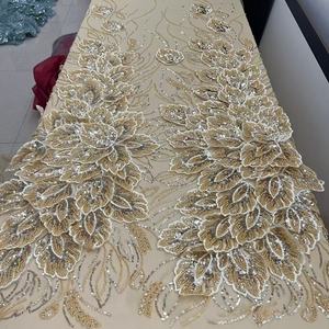 Dentelle perlée <span class=keywords><strong>3D</strong></span> moderne de luxe Blue Dream 2026, <span class=keywords><strong>tissu</strong></span> en maille de haute qualité pour robes de mariée et sacs, prix de gros - Product Image 3