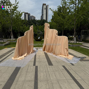 Outdoor Customized Wedding Background Frame Drapery Wall <b>Backdrop</b> Wedding Ideas Wave Curved Wedding <b>Backdrop</b> <b>Stand</b> Metal Arch - Product Image 3