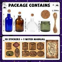 Ensemble de 4 bouteilles et bouchons en verre pour potion d'Halloween, plateau décoratif à plusieurs niveaux et nouveautés de fête à usage intérieur avec étiquettes