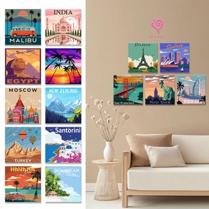 Kit de Peinture par Numéros Paysages du Monde DIY Peinture à l'Huile Numérique Affiche Vintage avec Personnage de Conte de Fées et <span class=keywords><strong>Paysage</strong></span> Naturel Han - Product Image 5