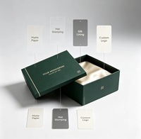 Boîte cadeau rigide vert forêt personnalisée avec doublure en tissu satiné doux, logo monogramme estampé à chaud en or pour bijoux et emballages de luxe