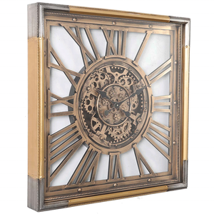 Infinity Time Wholesale Style Design <span class=keywords><strong>Horloge</strong></span> <span class=keywords><strong>murale</strong></span> carrée Engrenages mobiles en métal doré Art <span class=keywords><strong>Horloge</strong></span> <span class=keywords><strong>murale</strong></span> <span class=keywords><strong>Horloge</strong></span> <span class=keywords><strong>murale</strong></span> Design moderne - Product Image 2