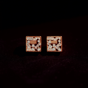 Orecchini a bottone placcati in oro rosa con strass di cristallo dal design geometrico per le donne, da indossare tutti i giorni, gioielli di moda di lusso - Product Image 2