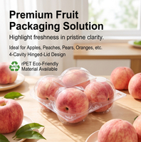 Boîte d'emballage alimentaire transparente en PET à 4 compartiments pour fruits frais (pommes et pêches)