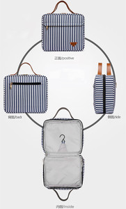 OEM Túi Đựng Đồ Vệ Sinh Cá Nhân Du Lịch Treo Họa Tiết Kẻ Sọc Vải Bố Đặt Làm Theo Yêu Cầu Túi Đựng Đồ Trang Điểm - Product Image 5