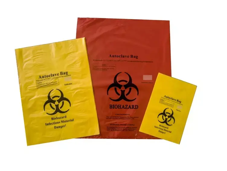 Biohazard बैग जैविक कचरा संक्रामक चिकित्सा निपटान के लिए डिस्पोजेबल चिकित्सा अपशिष्ट बैग