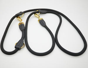 Correa trenzada para mascotas con asa de cuero Collar de correa para perros y gatos con cuerda de algodón de colores y mosquetón con cierre resistente - Product Image 4