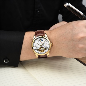 Montre automatique mécanique en cuir pour homme, étanche 30 m, avec mouvement tourbillon et phase de lune, montre à chaîne pour homme - Product Image 4