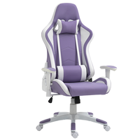 Chaise de jeu E-sports de qualité supérieure avec rembourrage confortable, chaise de bureau inclinable réglable 2D, chaise de jeu violette et blanche